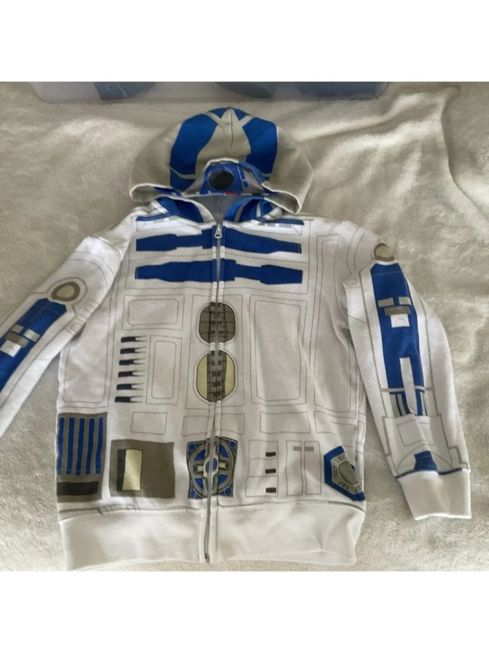 Star Wars R2-D2 Children’s Zip Up Hoodie Sweatshirt White Sz 7-8 Medium Disney